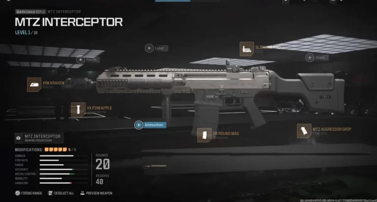 MTZ Interceptor Loadout in Modern Warfare 3